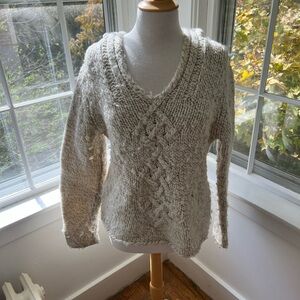 GAP Women's V-Neck Hooded Sweater - Cream